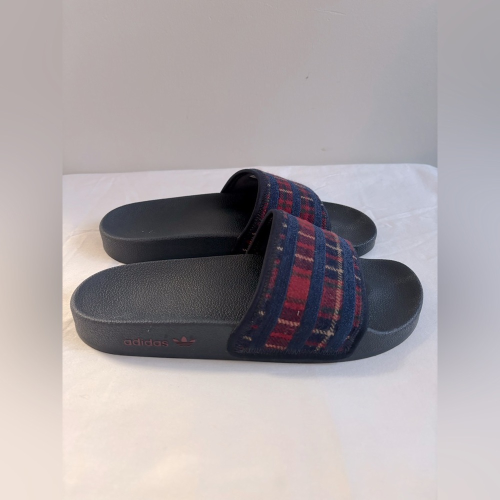 Adidas Adilette original slides in Tartan plaid felt print